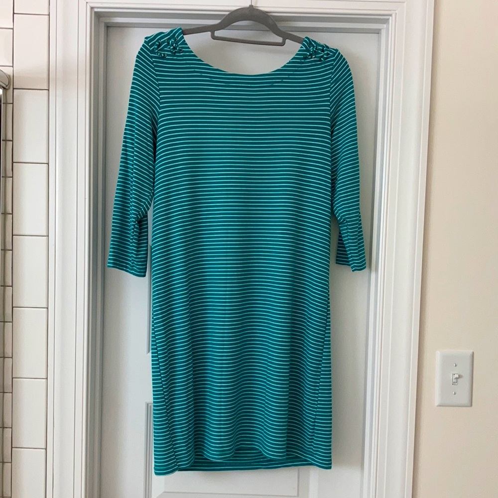 3/4 sleeve stripped dress